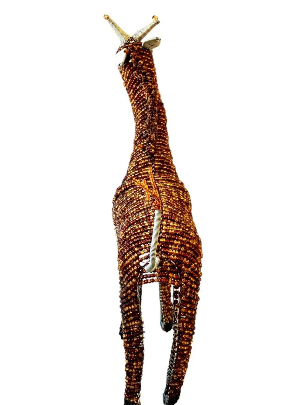 African Bead + Wire Giraffe Decorative Sculpture 13